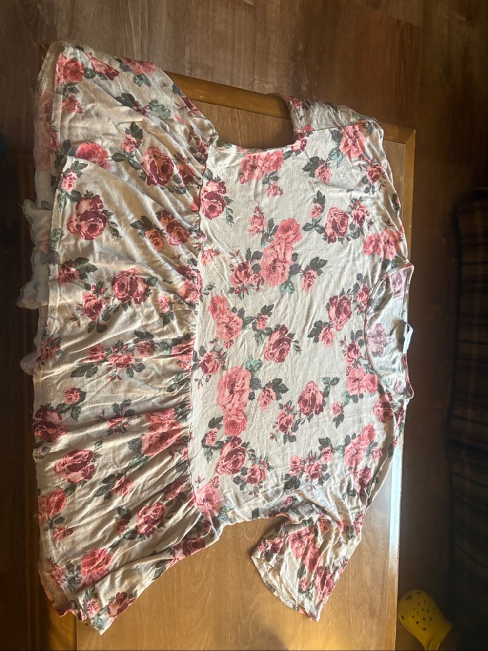 Floral Peplum Blouse in Cream and Pink